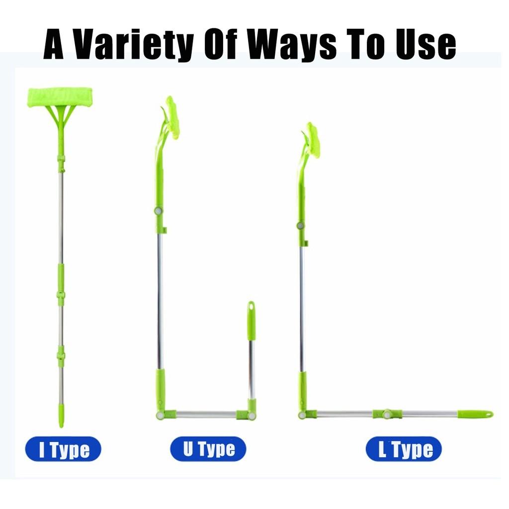 196cm Safe Telescopic High-Rise Window Cleaning Brush Flexible Rotation Glass Cleaner Windows Dust Brush