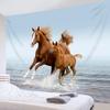 Galloping Horse Tapestry Horses Running In Sea Water Wall Hanging Animal Tapestries for Bedroom Living Room Dorm Decor,60W