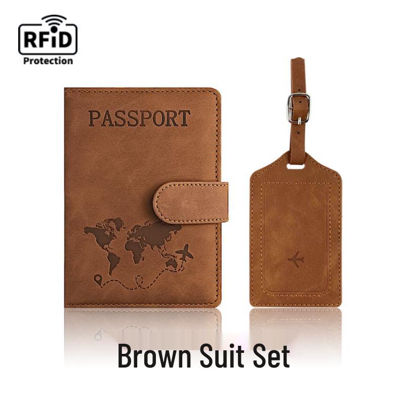 Farbwechselnder PU-Leder-Reiseausweishalter & Gepäckanhänger-Set mit RFID-Schutz