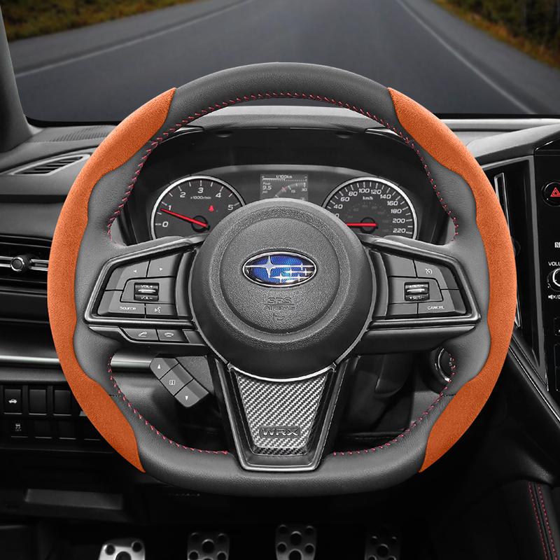 vcxja9 Suitable for Subaru Anti-Slip Buckle Segmented Suede Steering Wheel Cover Suitable for Forester Sh 2009 Impreza Legacy 2014 Levorg Xv 