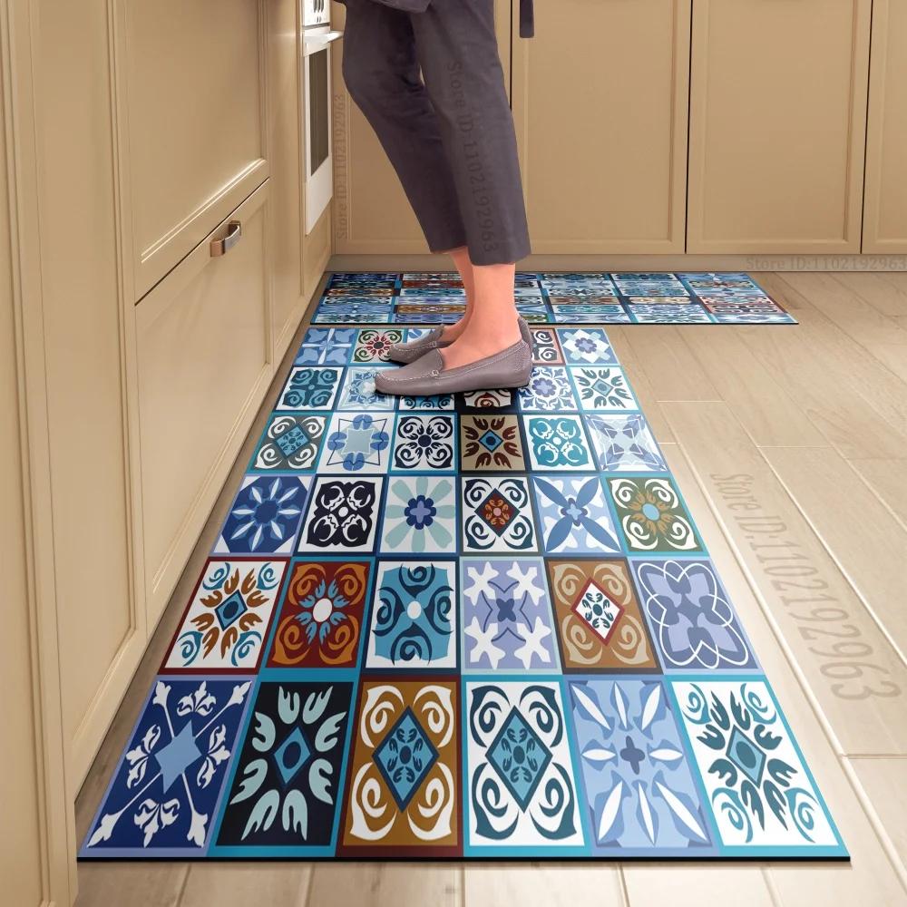 1PCS Kitchen Floor Mat Waterproof, Anti-skid, Anti-dirty Foot Mat Household Door Mat Crystal Velvet Long Strip Carpet Door Mats