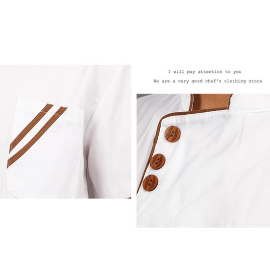 Chef Top Unisex Pocket Lightweight Comfortable Short Sleeve Stand Collar Catering Breathable Easy To Wash Chef Shirt for Work