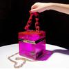 Purple Clutch Box Purse Acrylic Elegant Handbag Bridal Party Shoulder Bag Ladies Crossbody Bucket Bags for Women Trends 2024