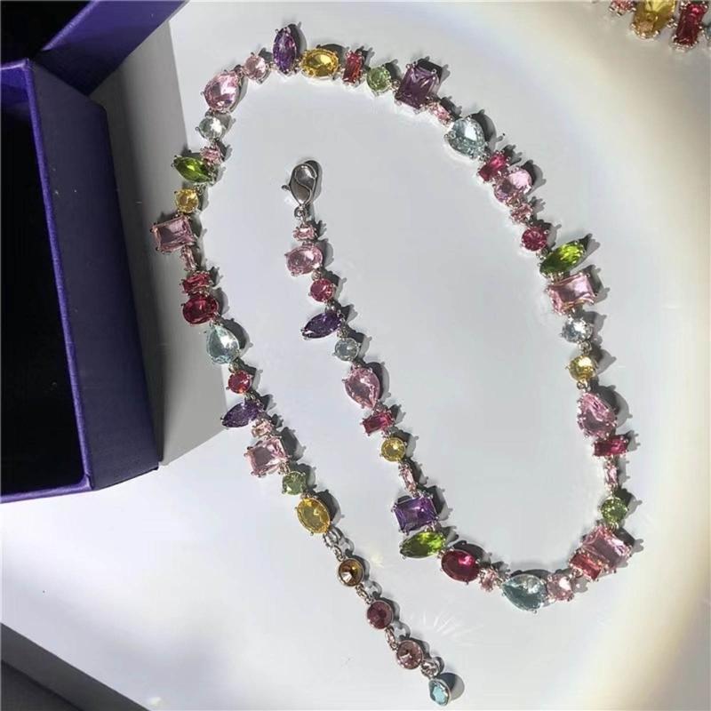 Heart Aesthetic Zircon Necklace Bead Chain Bracelet Clavicle Chain Women Girls Wedding Jewelry Party Birthday Gift