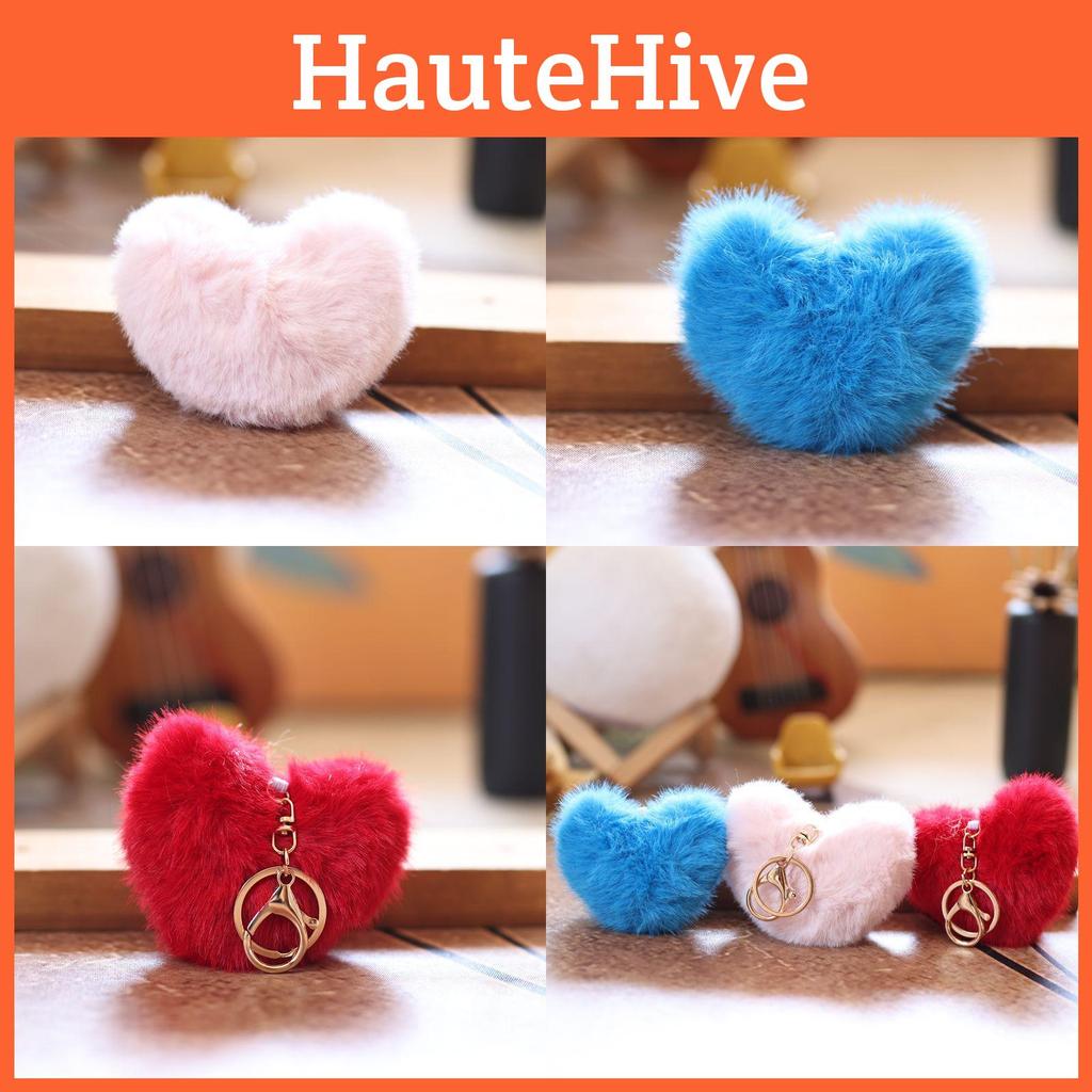 Heart Pendant Design Plush Stuffed Keychain Ultra Soft Pp Cotton For Girls Gift