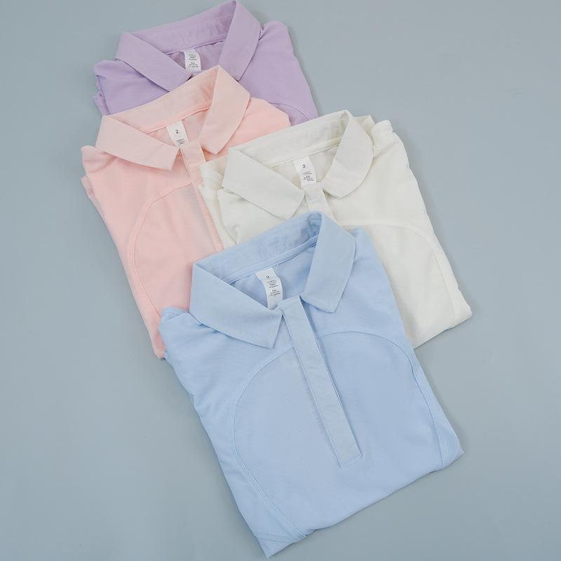 Women's Quick-Dry Polo Shirt - Breathable Moisture-Wicking Knit for Yoga & Fitness