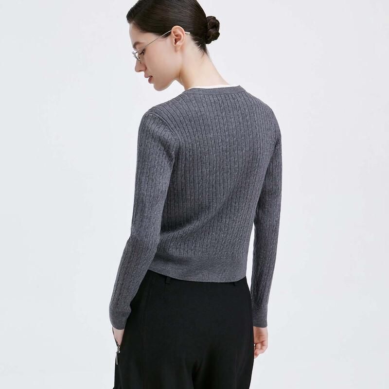 GIOVANNI VALENTINO Women's Short Wool Blend Round Neck Cardigan