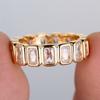 Emerald Cut White Zircon Rings for Women Men Luxury Gold Color Full Eternity Band Gifts Fine Jewelry