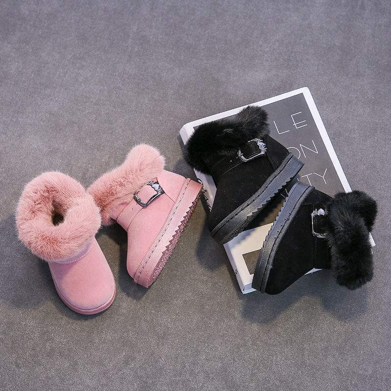 2025 Winter New Children's Snow Boots Girls Velvet Princess Short Boots Girls Warm Baby Cotton Shoes Girls Shoes