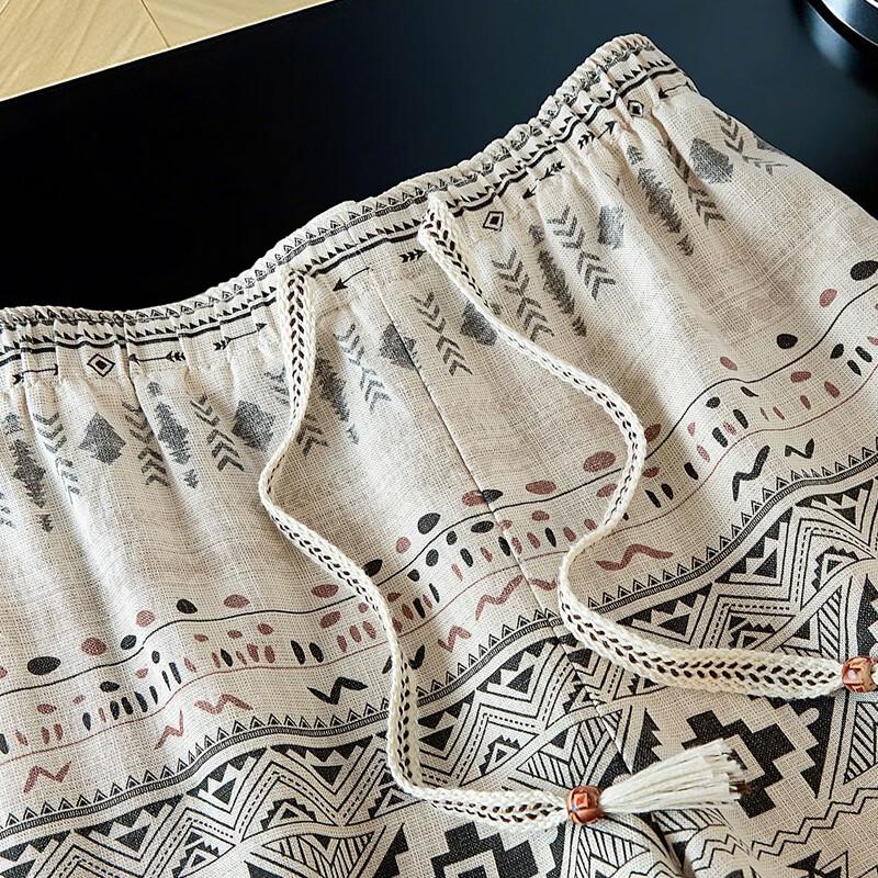 Women's Draped Linen Blend Loose Drawstring Casual Pants