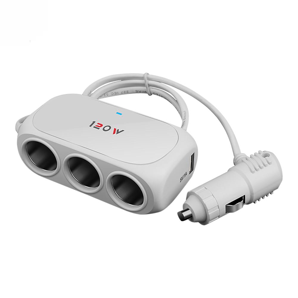 

3 гнезда прикуривателя разветвитель автомобильное зарядное устройство адаптер двойной USB светодиодный автомобиль быстрое зарядное устройство для iPhone iPad GPS видеорегистратор белый