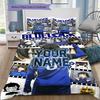 Blue Lock Soccer Custom Name Pattern Bedding Quilt Set Quilt Cover Pillowcase Home Birthday Gift(1 * Duvet Cover + 2 * Pillowcase, Without Core)