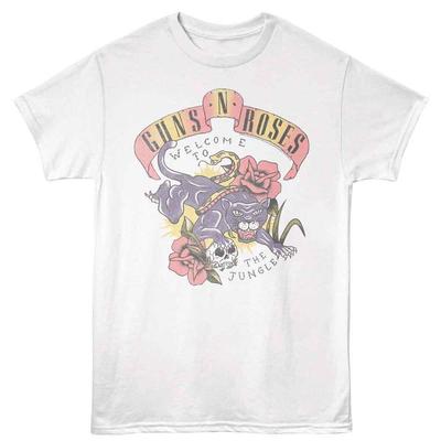 Guns N'Roses Tattoo Style Jungle White Music Shirt