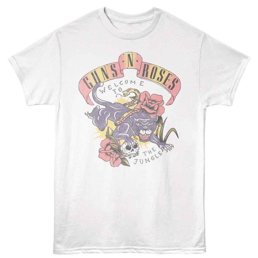 Guns N'Roses Tattoo Style Jungle White Music Shirt