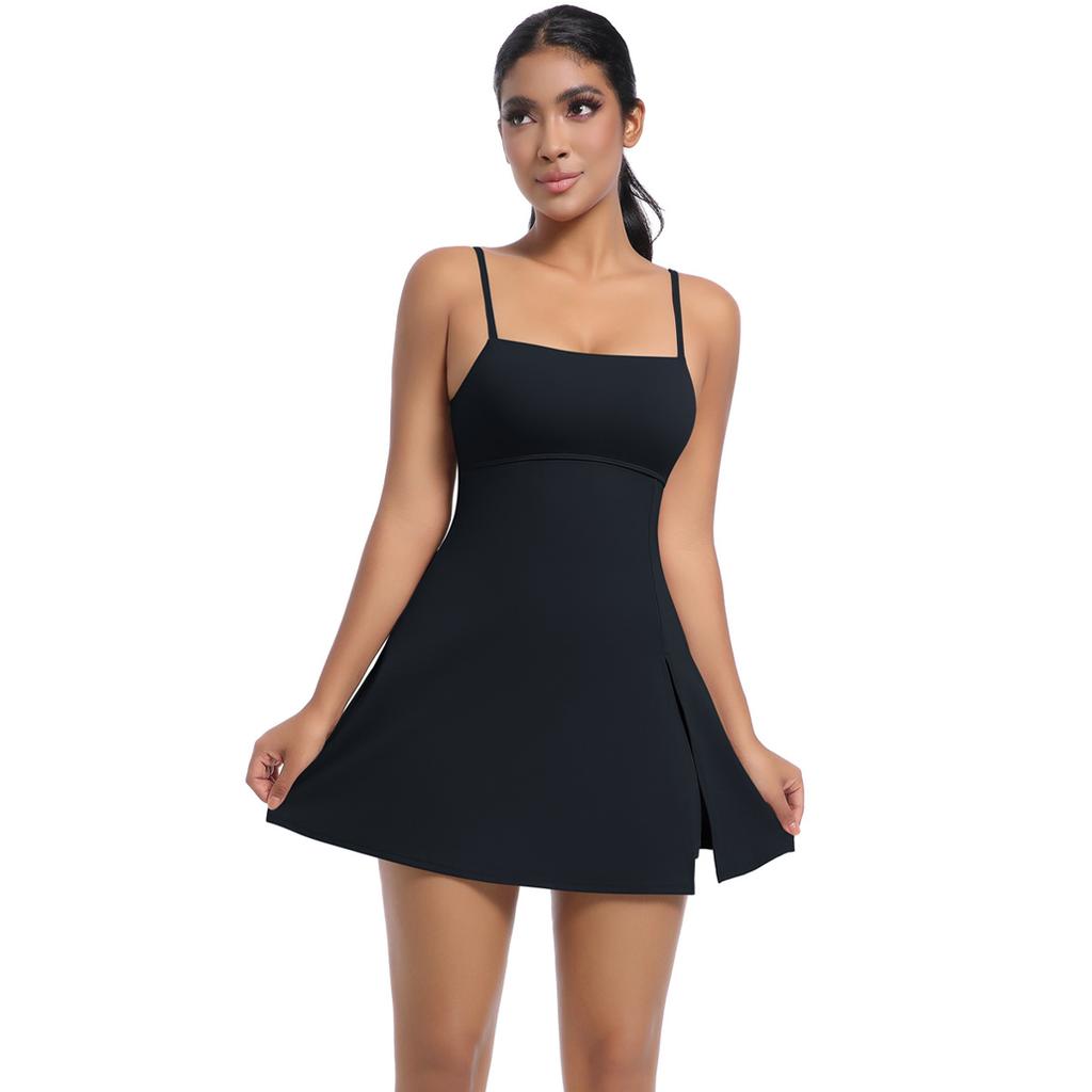 New Cool Camisole Jumpsuit Tennis Skirt Sexy Back Leggings Fitness Solid Color Sports Dress For Women