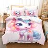3D Cartoon Bedding Set Unicorn Rainbow Printed Duvet Cover Set Soft Skin-Friendly Single Double King Size for Kids Birthday Gift