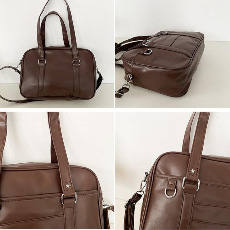 Borse a tracolla da donna in pelle PU Stile giapponese JK Uniforme Anime Borsa a spalla Borsa a mano semplice di grande capacità Borsa a spalla per studente per classe e pendolarismo
