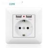 Curved White European Standard Socket Panel with Double USB & Type C, German Switch, Concealed Installation