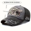 Frühling Herbst Unisex Baseballkappe, Retro Gewaschen Abgenutzt Haifisch Stickerei Weiche Krone Verstellbare Mütze