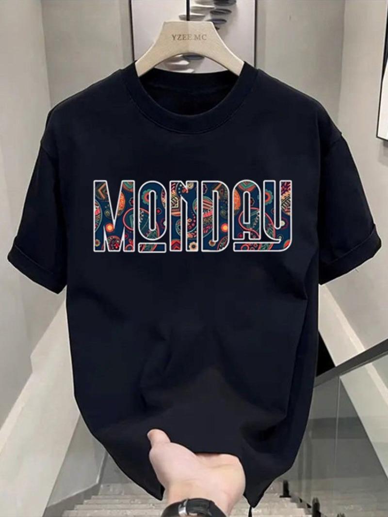 

2026 Cotton Fashion American Style T-shirt - Cool and Stylish Letter Print Summer Trendy Personalized Short-Sleeved Round-neck XL
