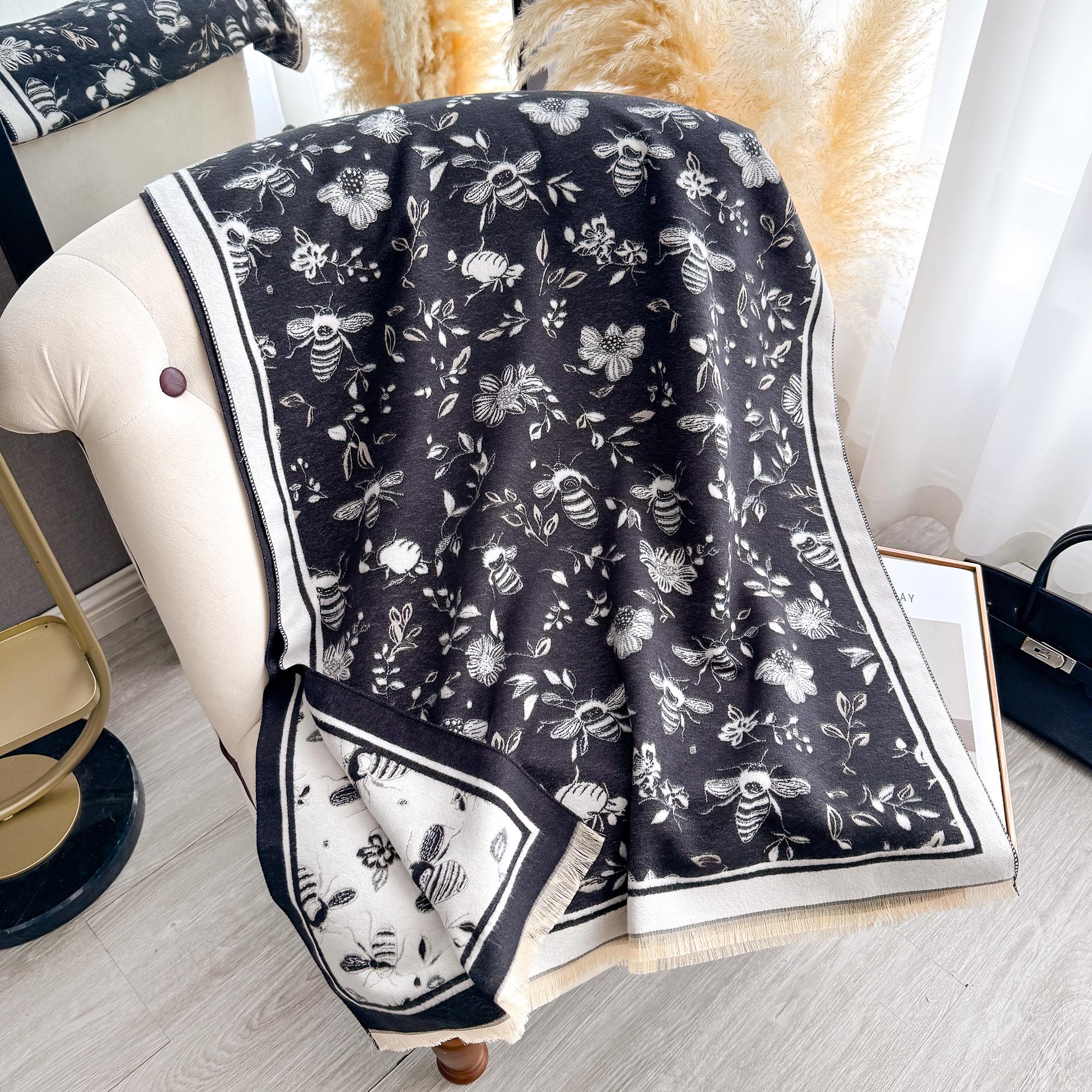 Женские большие кашемировые шарфы Цветочный принт Хиджаб Пашмина Шали и шарфы на шею для Осени Зимы Модные и теплые