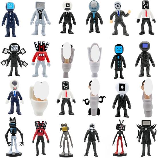 24Pcs Skibidi Action ToiletFigures Set, Cameraman Speakerman Action Figrue, Horror Cartoon Movies Character Figure for Birthday Party Cake Topper and