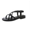 Fashion Comemore 2025 Summer New Flat Sandals Women Cross Strap Open Toe Elastic Women Shoes Casual Solid Beach Soft Bottom Sandales