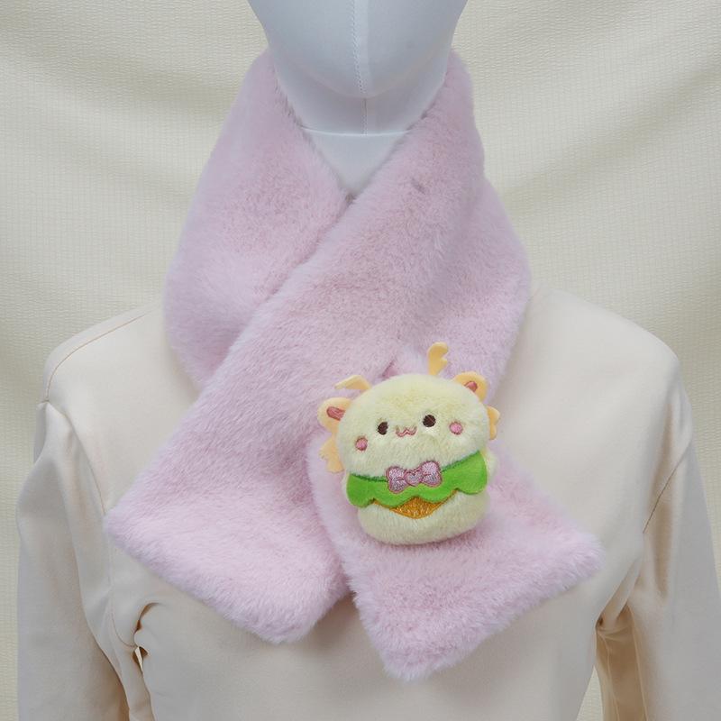 Children's Cartoon Panda Plush Scarf - Warm, Windproof Neck Gaiter for Autumn/Winter Boys & Girls.