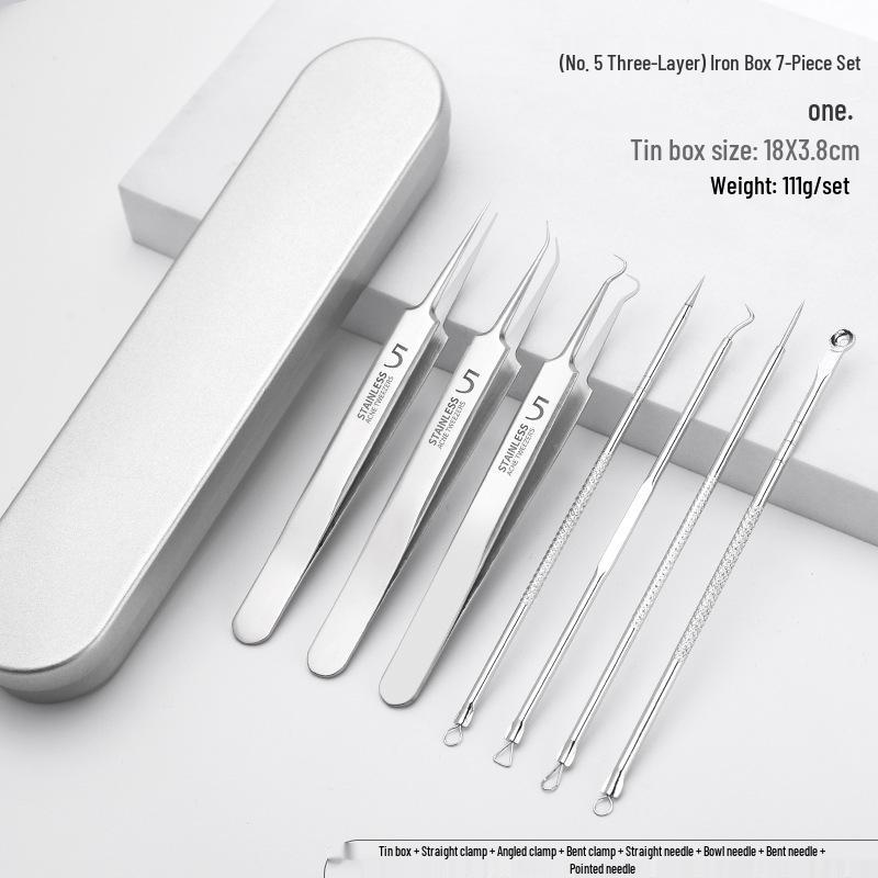 Stainless Steel Ultra-Sharp Blackhead & Acne Extractor Tweezers Set