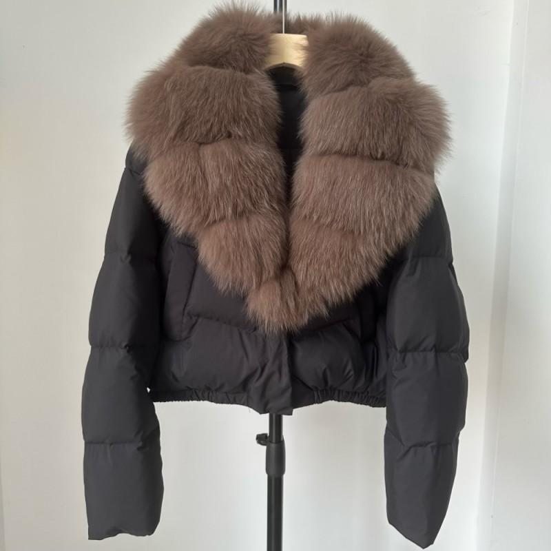 Womens Short Warm Puffer Coat With Real Fox Fur Collar Lightweight Down Jacket Winter Urban Commute