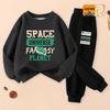 2025 Boys' Trendy Fleece-Lined Hoodie & Pants Sportswear Set for Spring & Autumn