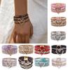 Elegant Heart Leather Wrap Bracelets Stackable Bohomian Cuff Bangles Trendy Rhinestones Bracelets for Women and Girls