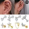 Simple European and American Style F-136 Titanium Alloy Exquisite Zircon Flower Internal Thread Cute Sweet Gentle Piercing Earrings Lip Studs