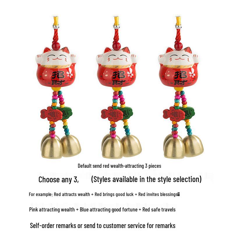 Cat Ceramic Wind Chime Doorbell Pendant - Small Hanging Ornament for Doors or Shop Openings