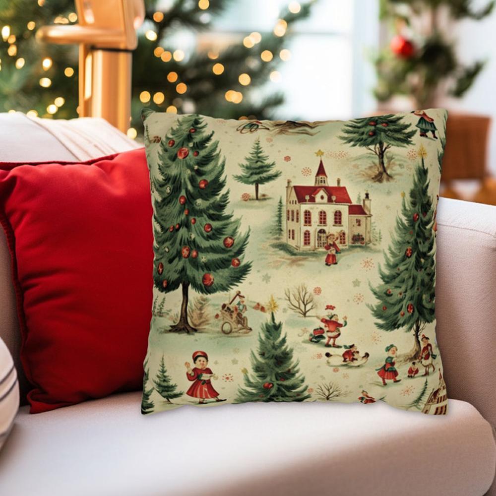 Vintage Style Pillows Snow Holiday Fun Rural Christmas Theme Pillows Farmhouse Sofas Pillows Decorations Christmas Gifts