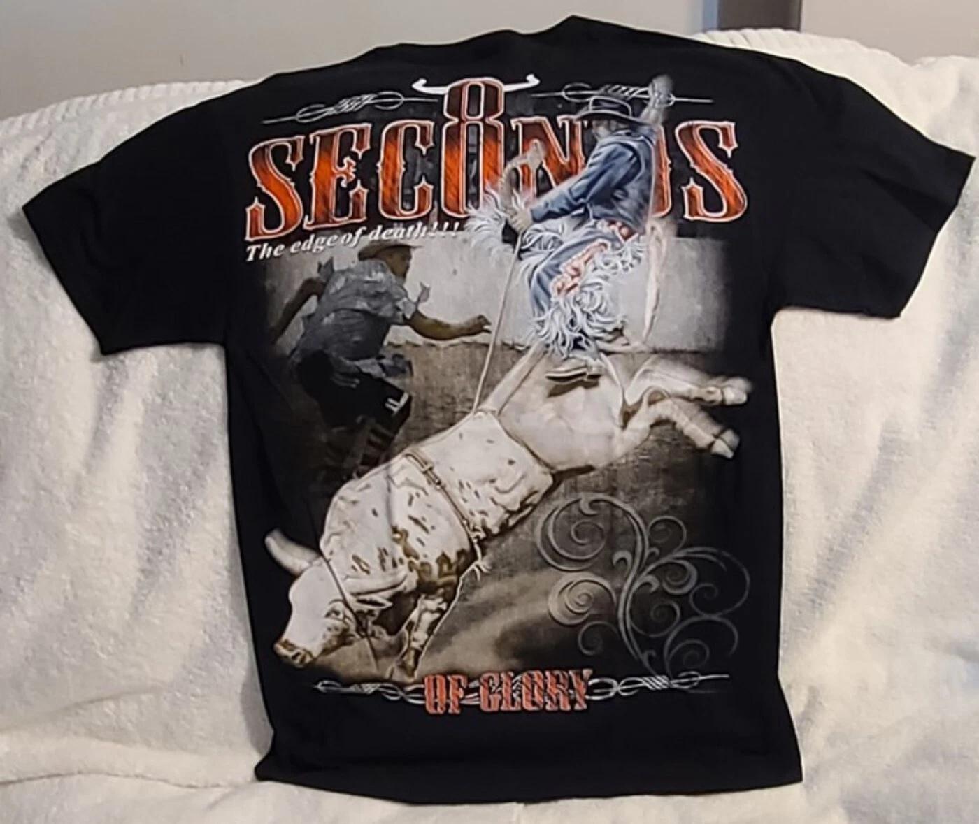 BULL RIDING COWBOY RODEO 8 SECONDS OF GLORY THE EDGE OF DEATH T-shirt 4XL