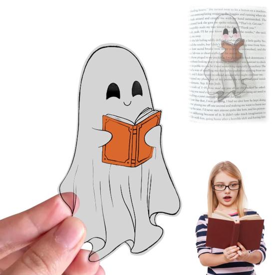 Clear Ghost Bookmark Cute Halloween Gothic Bookmarks Waterproof Creative Paper Cards Gift for Christmas Birthday