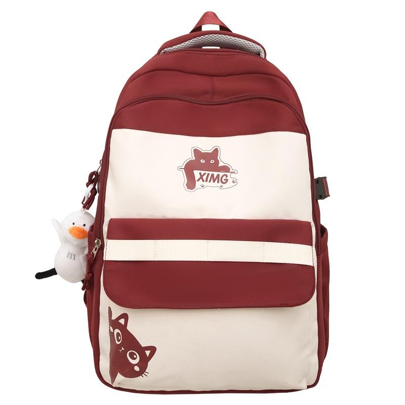 Women Large Capacity Backpack Boys Girls Color Contrast Backpack Student Schoolbag
