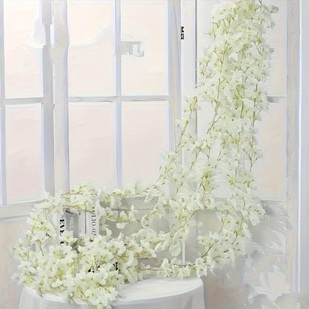 Artificial Sakura Flowers Vine Hanging Fake Floral Garland Home Garden Wedding Arch Party Cherry Blossom Wall Decor Arrangement