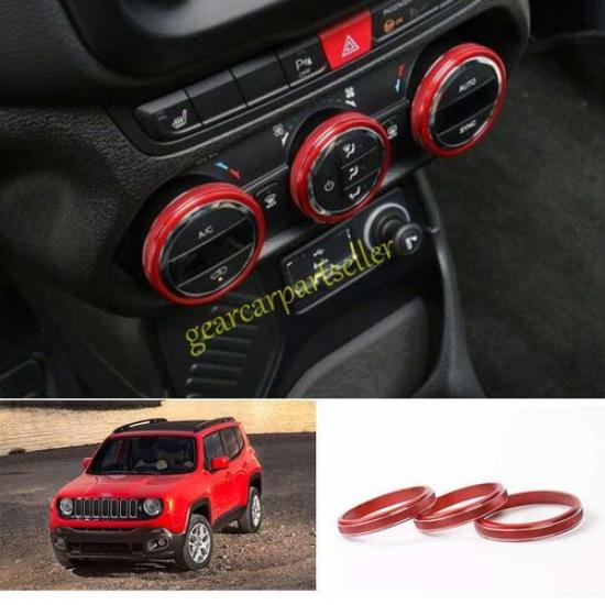 Для Jeep Renegade 15 16 17 Красное Алюминиевое Кольцо-Ручка Переключателя Кондиционера Центральной Консоли 3 шт.
