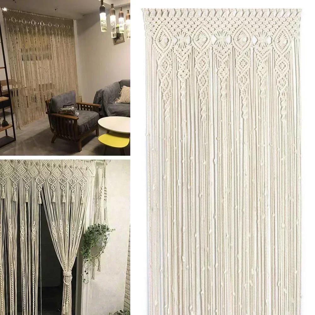 Handgeknüpfter Makramee-Türvorhang Böhmischer Wandbehang Teppich Für Zuhause Fenster Türrahmen Schlafzimmer Wohnzimmer Hochzeits-Hintergrund Dekoration