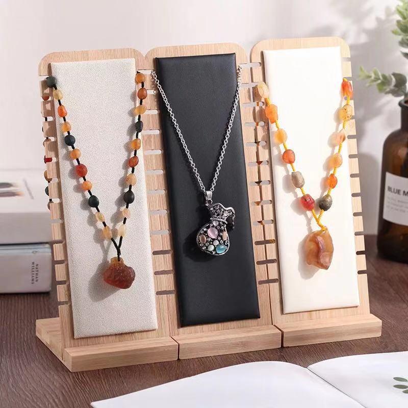 Bamboo and Wood Necklace Display Stand for Jewelry Accessories and Store Window Props