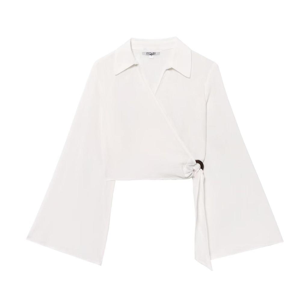 Women's 2025 Summer Vacation Buckle Top & High Waist Ramie Pants Set