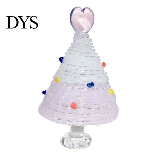 Desktop Festive Art Craft Glazed Christmas Tree Figurine, Colorful Miniature Xmas Decor, Handcrafted Small Decorative for Windowsill Glass Table