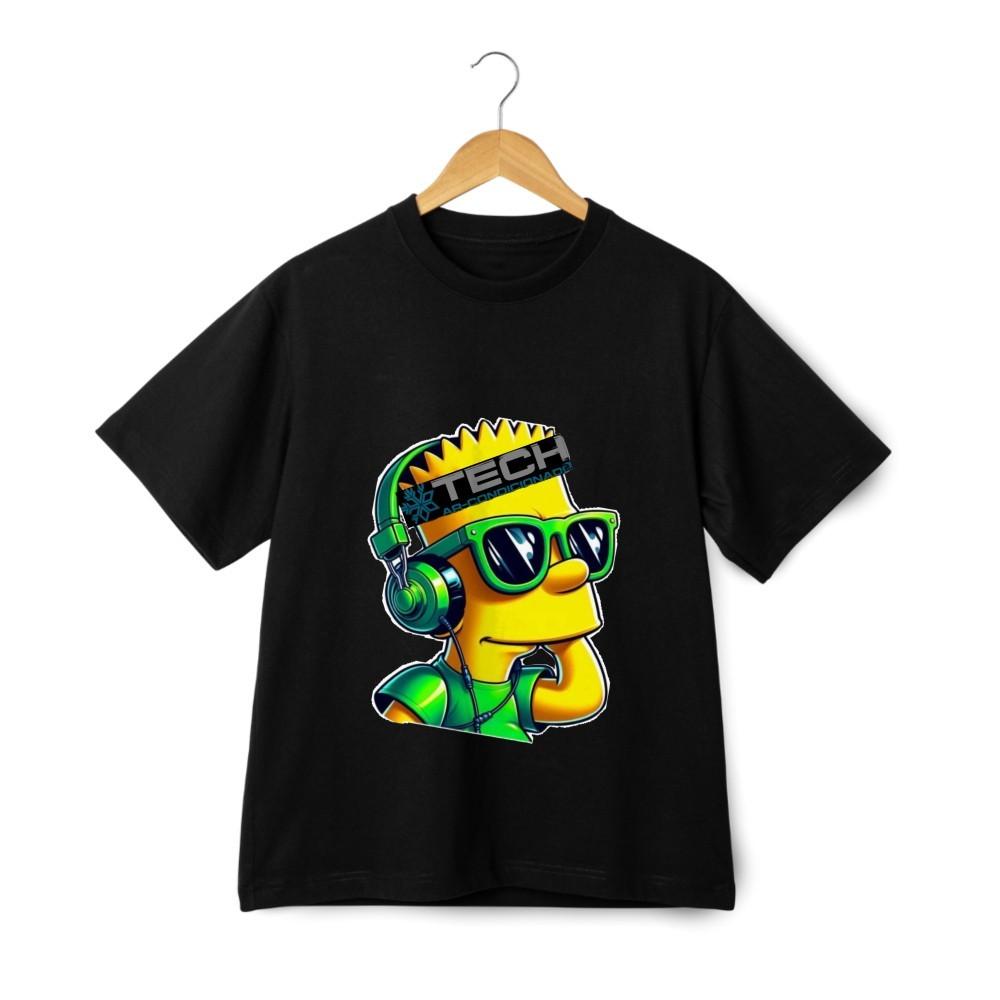 

Футболка с графикой диджея Барта Симпсона – Мультяшная футболка для уличной одежды с техническими наушниками M