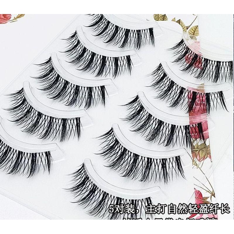 Lashie - Set of 5 Pairs: Criss Cross Spiky Clear Band False Eyelashes