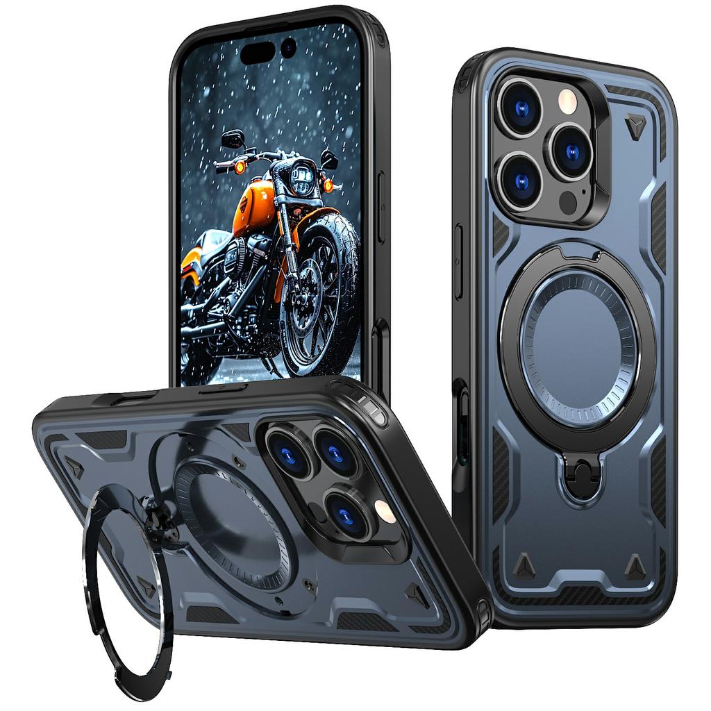 For iPhone 16 Pro Case Compatible with MagSafe Military Protection PC+TPU Kickstand Phone Cover