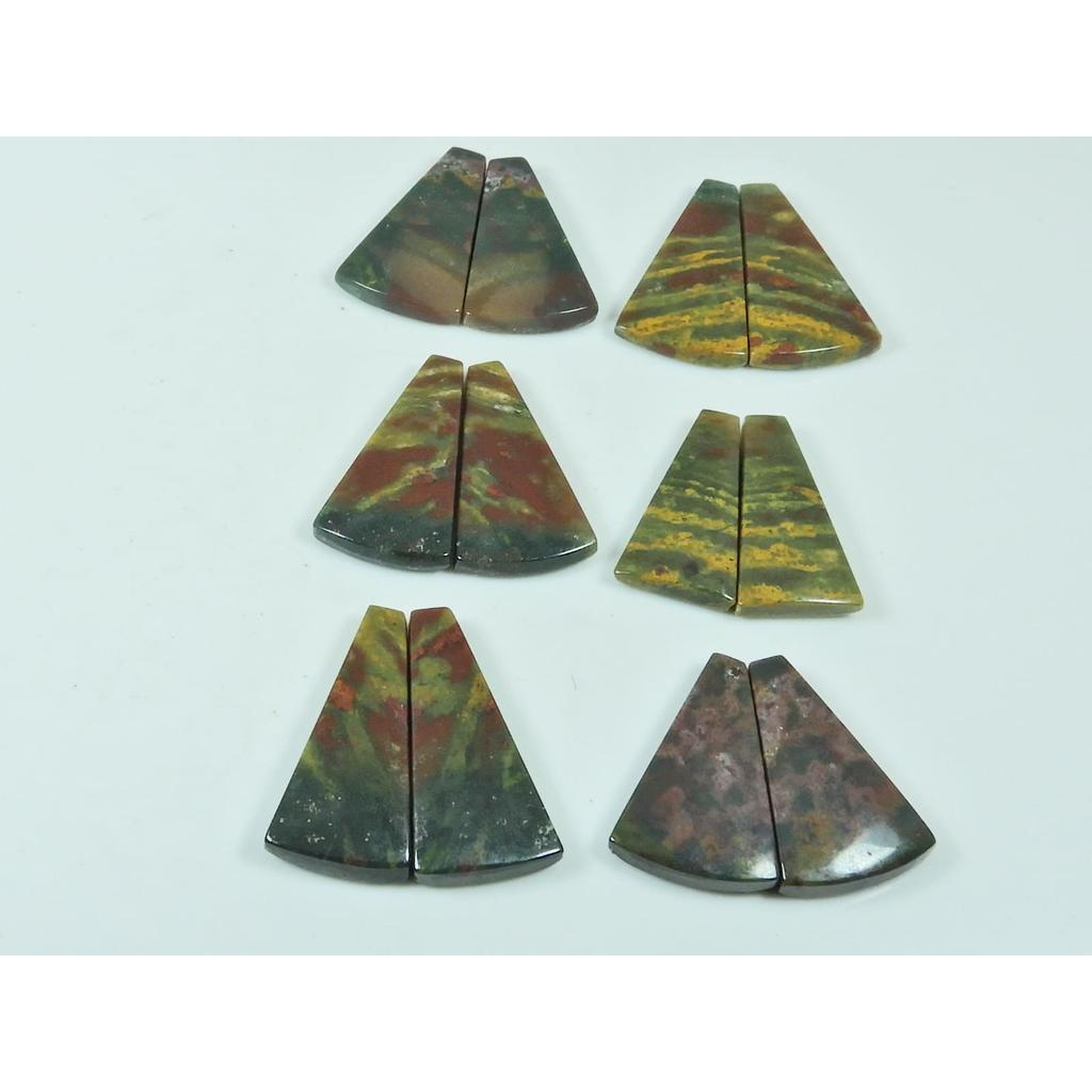 Natural Bloodstone Jasper Matched Pair Fancy Cabochon Gemstone 06 Pair Lot C-3333