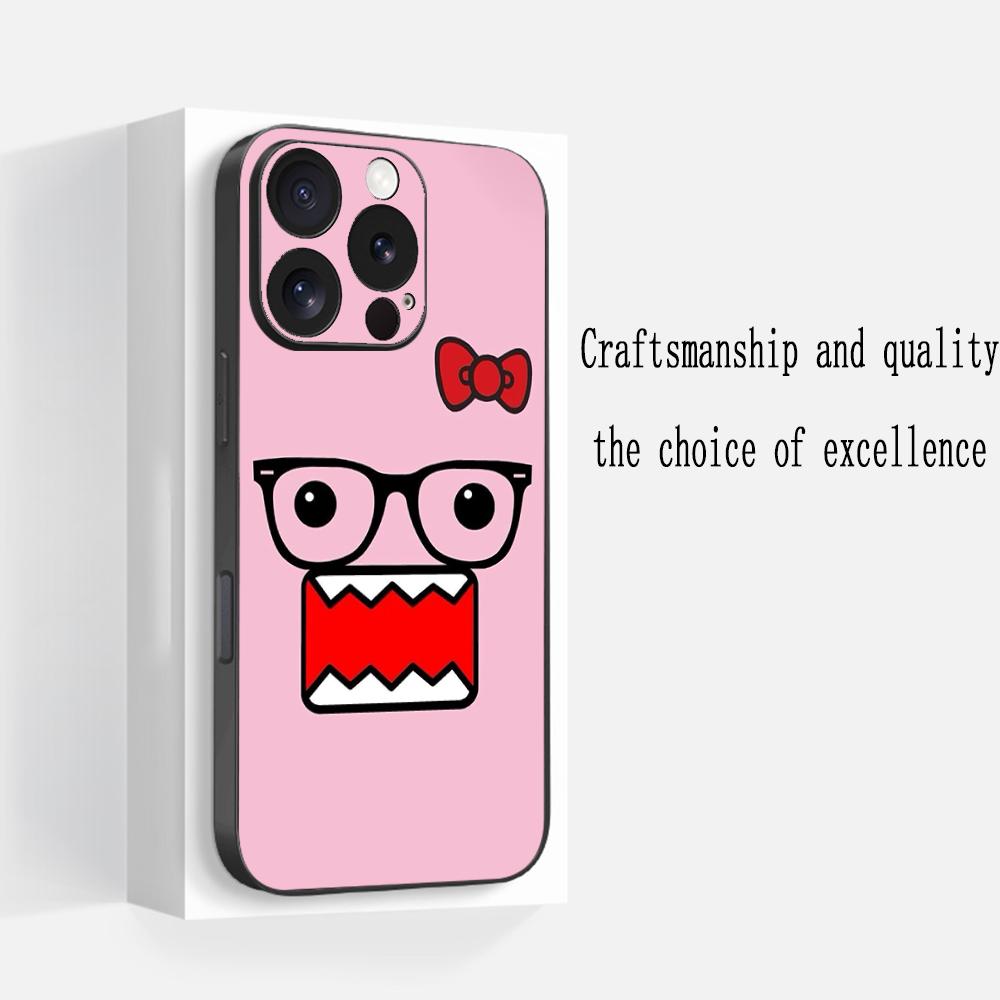 Domo kun cute cartoon anime pattern Phone Case For iPhone 17 16 e 15 14 13 12 Plus Mini Pro Max Soft black Shockproof Cover