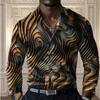 Men's Abstract Printed Long Sleeve Shirts Casual Cardigan New Button Holiday Fashion Shirts